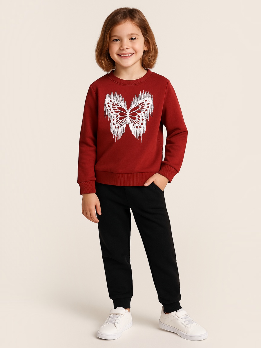 Girls Butterfly Print Sweatshirt