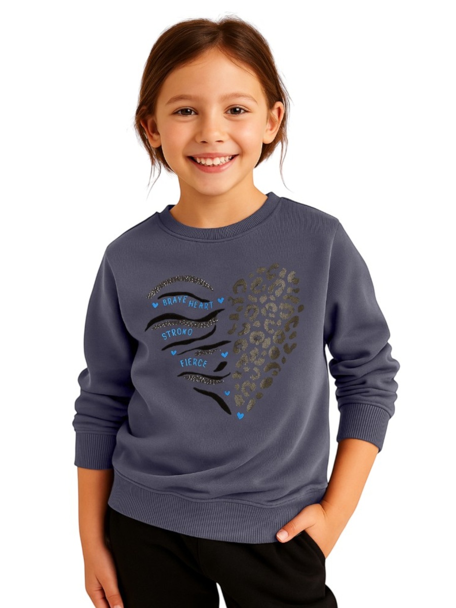 Girls Heart Graphic Sweatshirt