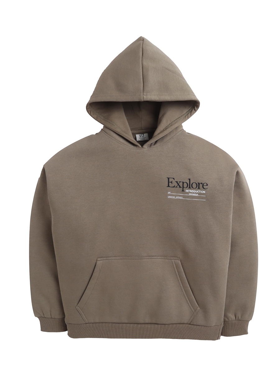 Boys Olive Explore Printed Hoodie