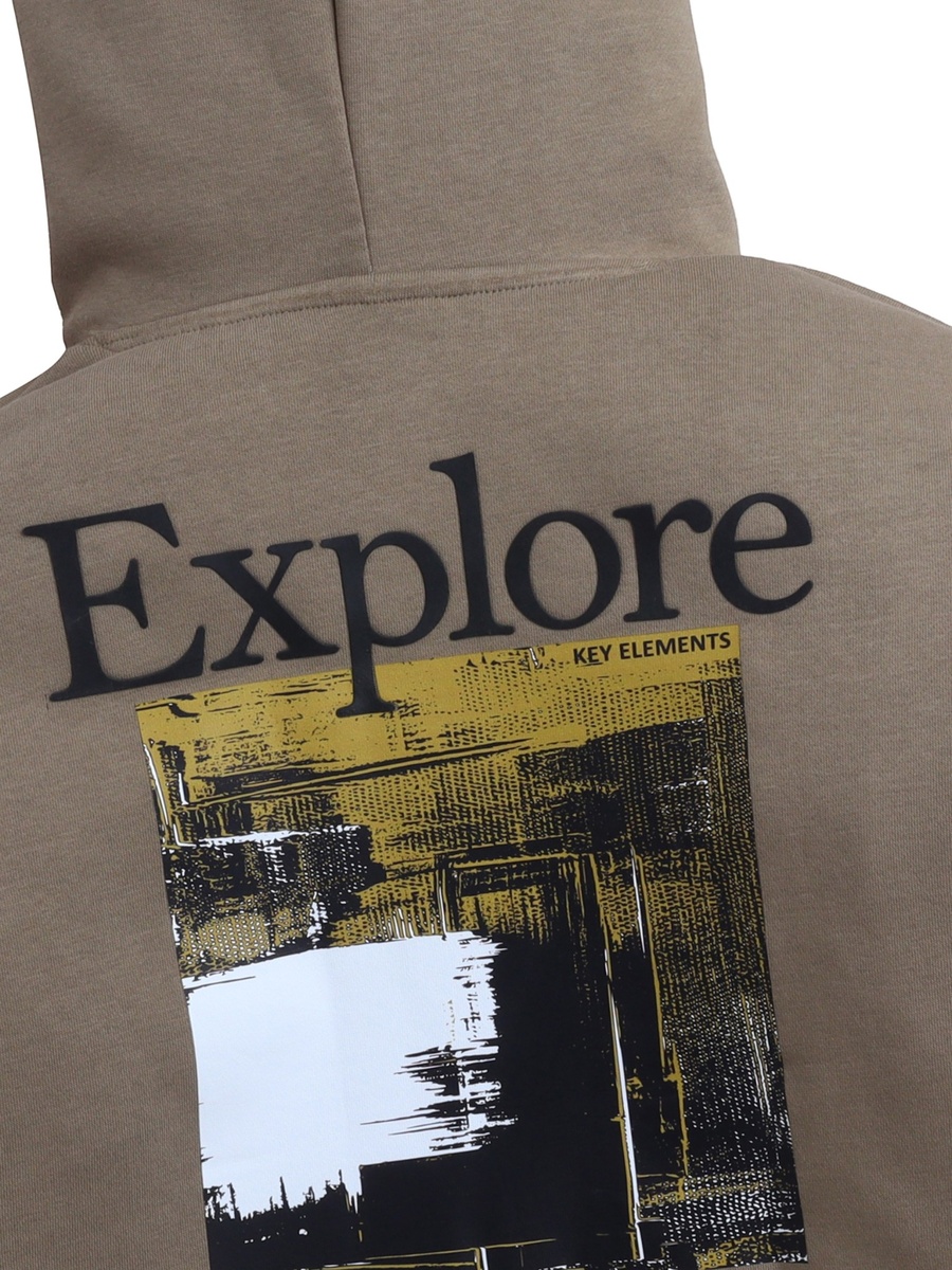 Boys Olive Explore Printed Hoodie