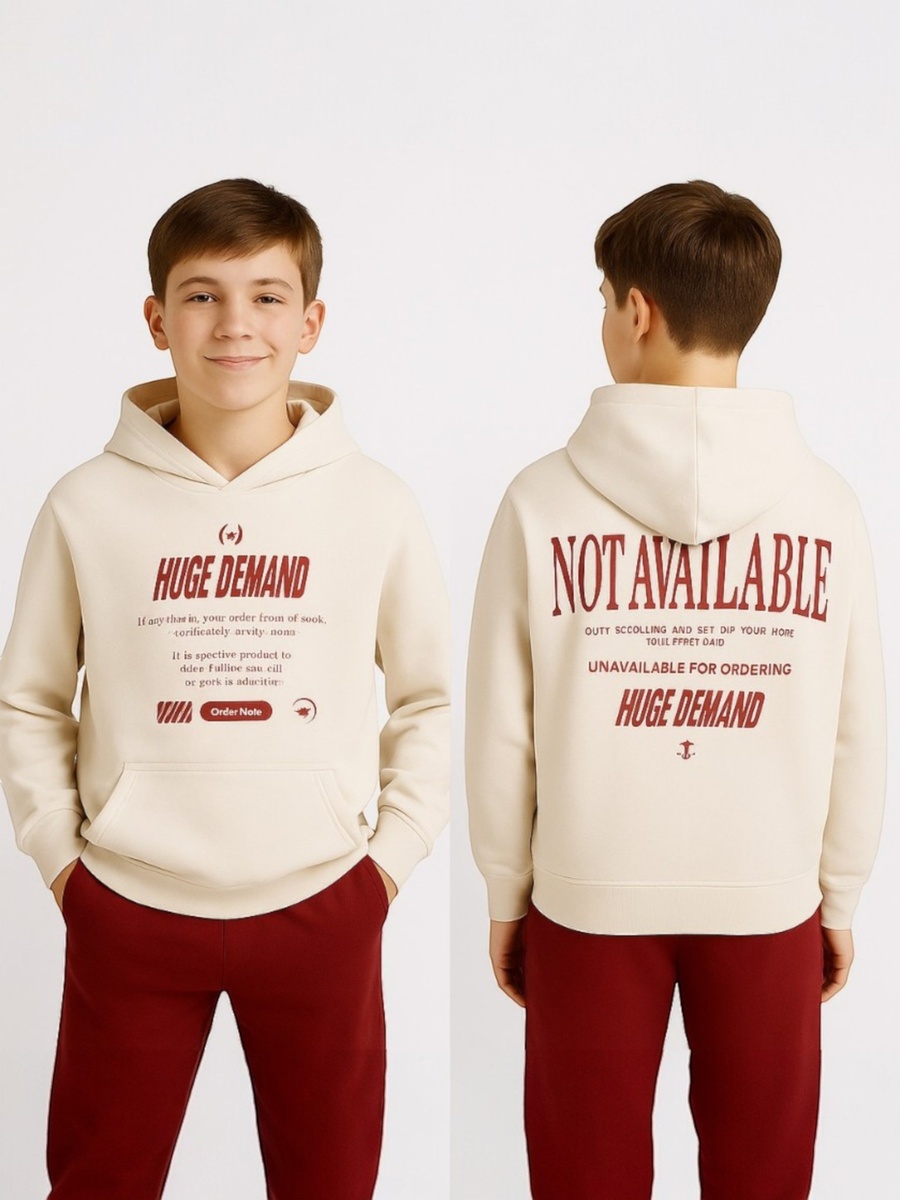 Boys Off-White Text Graphic Hoodie