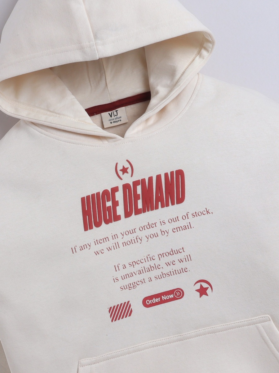 Boys Off-White Text Graphic Hoodie