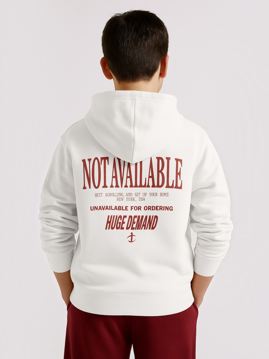 Boys Off-White Text Graphic Hoodie