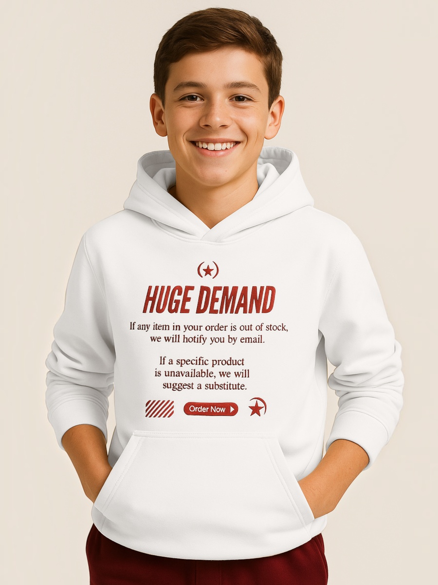 Boys Off-White Text Graphic Hoodie
