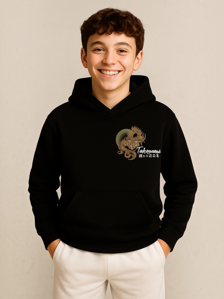 Boys Black Dragon Graphic Hoodie