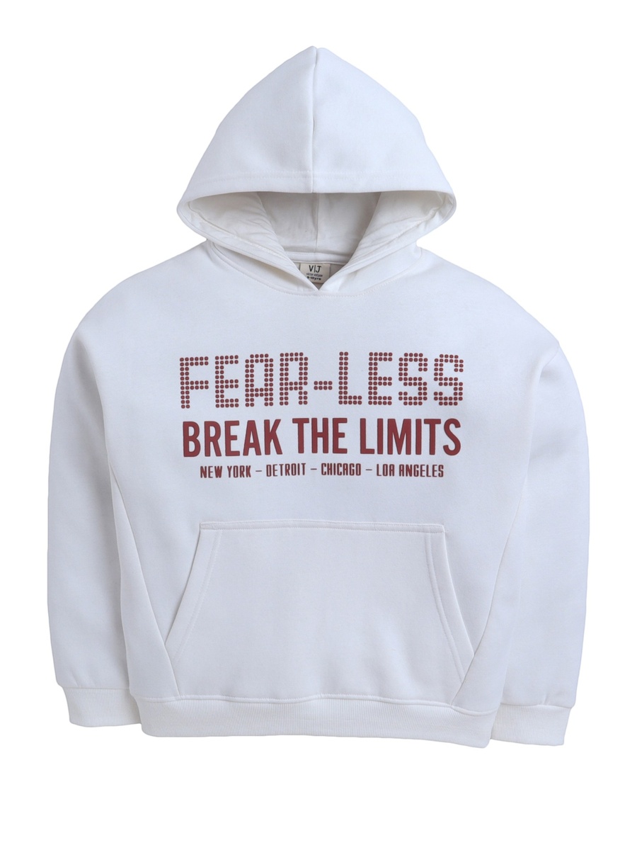 Boys Off-White FEAR-LESS Text Print Hoodie