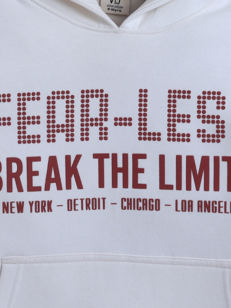Boys Off-White FEAR-LESS Text Print Hoodie