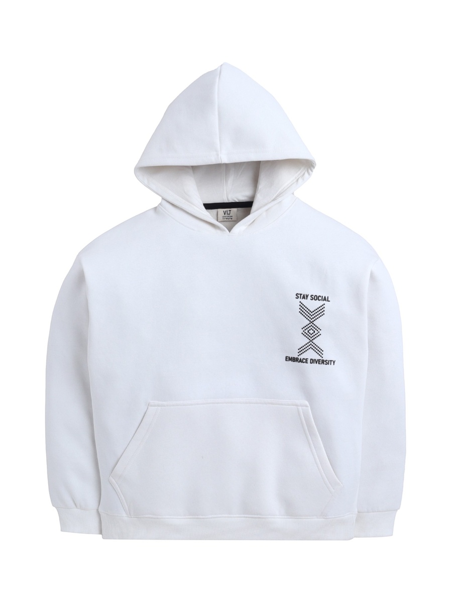 Boys Off-White Stay Social Text Graphic Hoodie