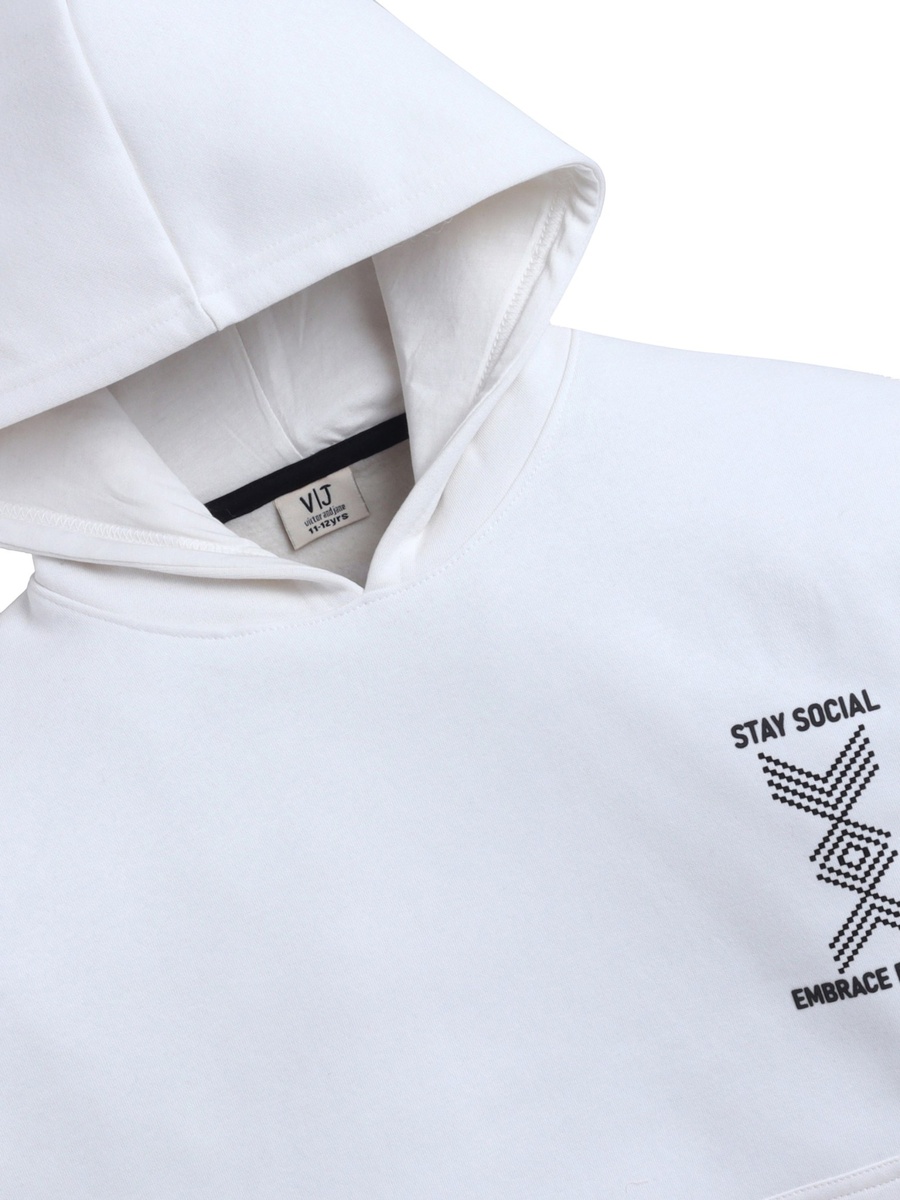 Boys Off-White Stay Social Text Graphic Hoodie