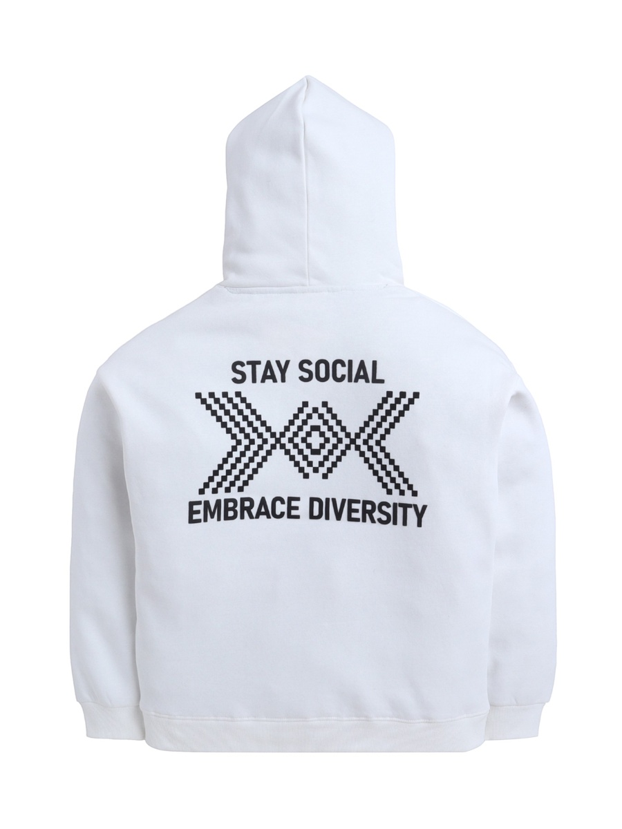 Boys Off-White Stay Social Text Graphic Hoodie