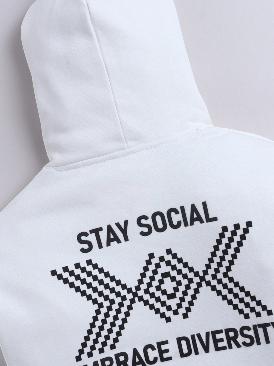 Boys Off-White Stay Social Text Graphic Hoodie