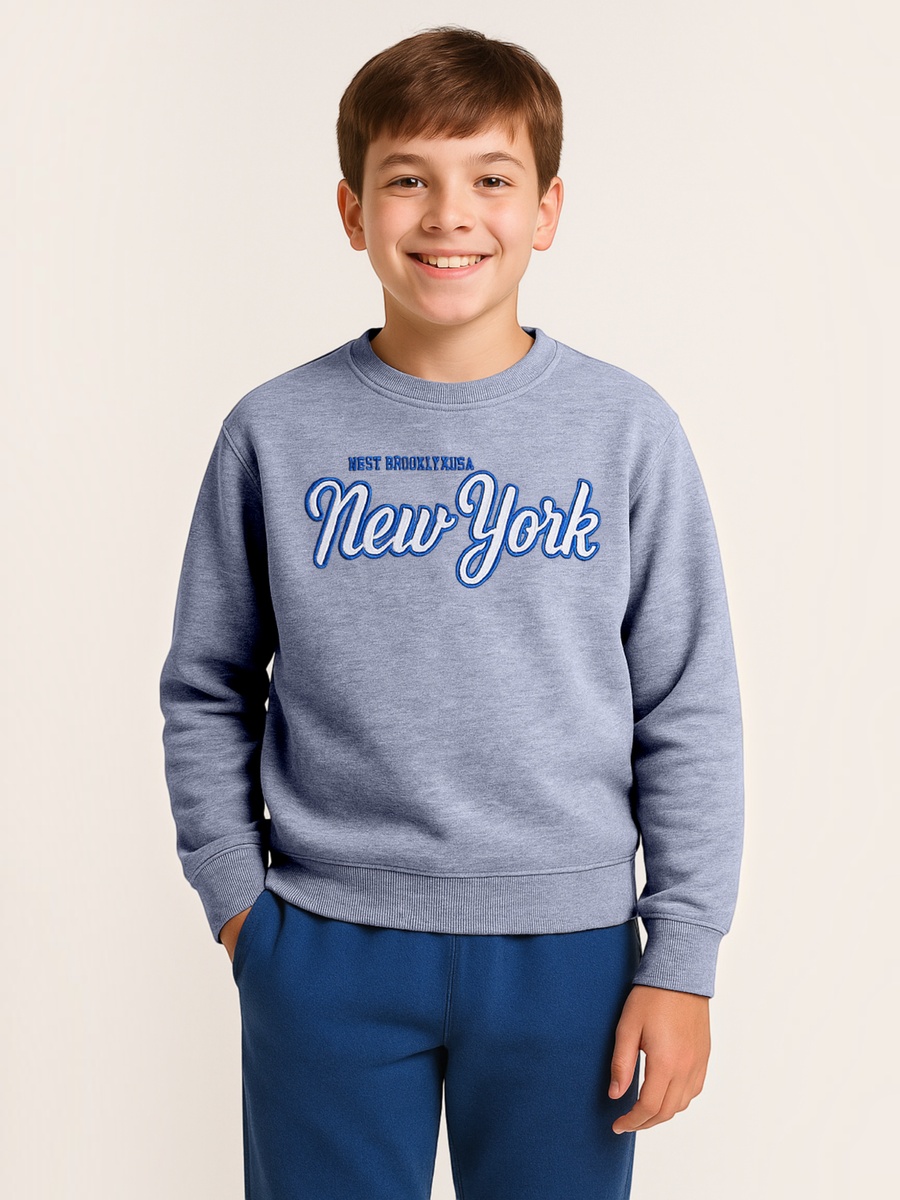 Boys Grey New York Printed Sweatshirt