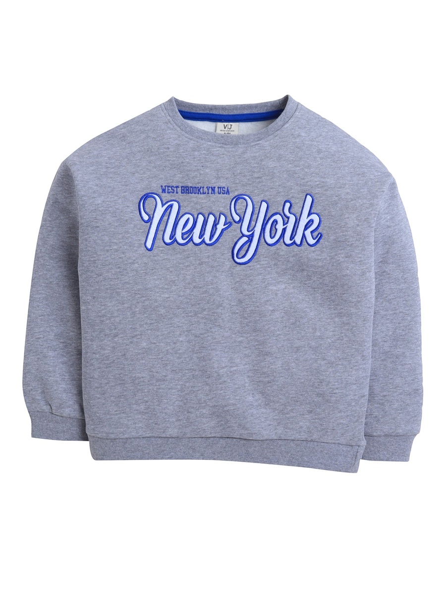 Boys Grey New York Printed Sweatshirt