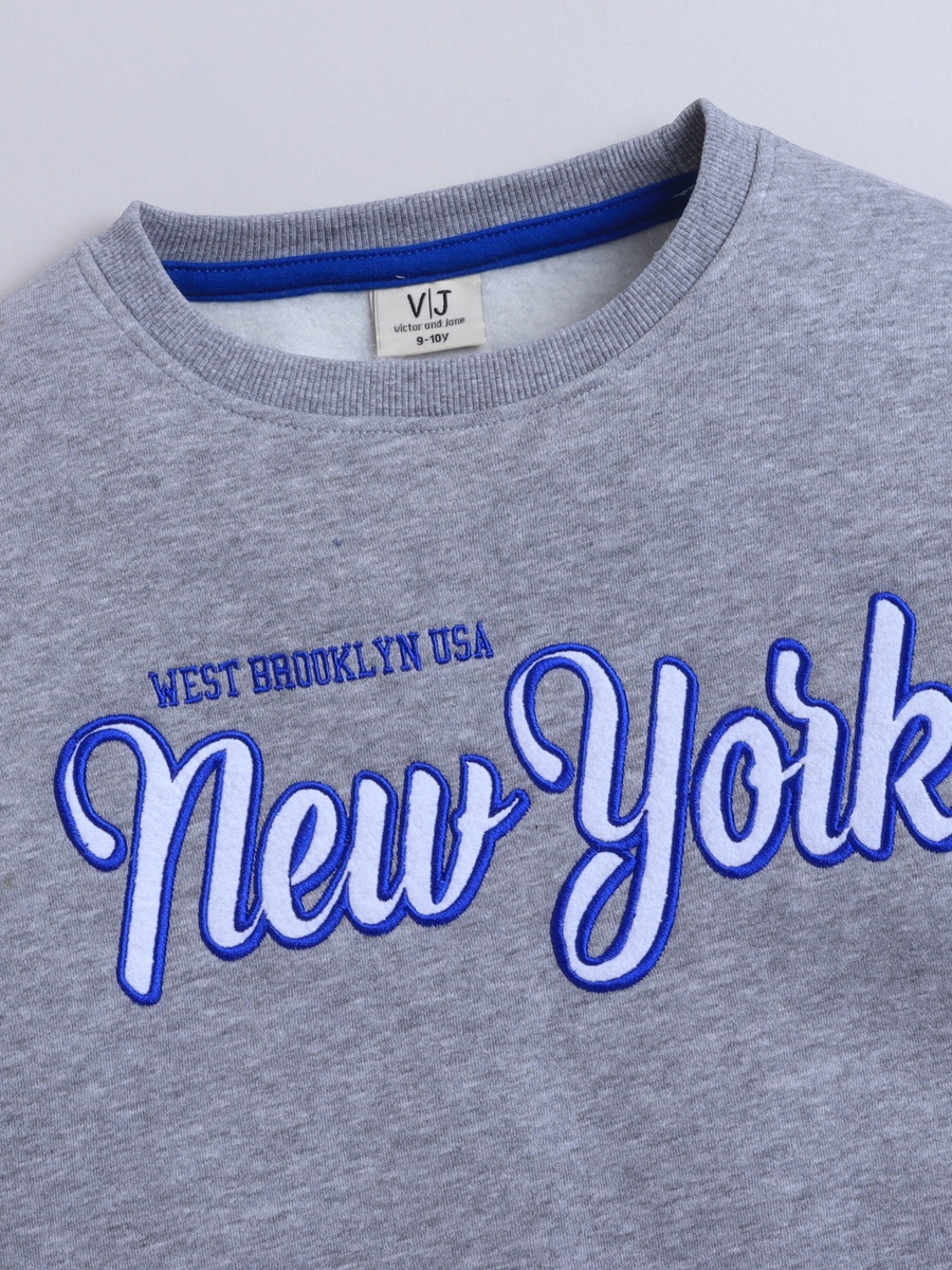 Boys Grey New York Printed Sweatshirt