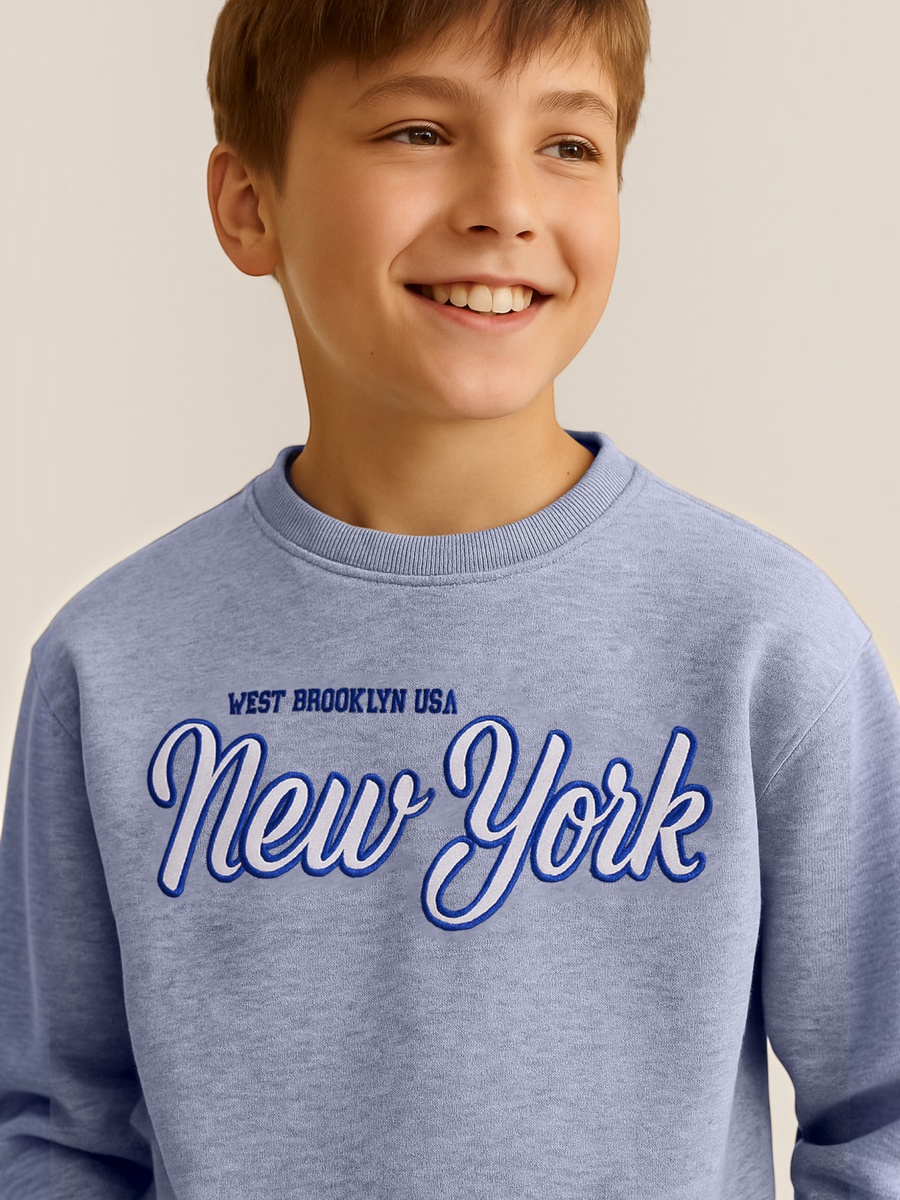 Boys Grey New York Printed Sweatshirt