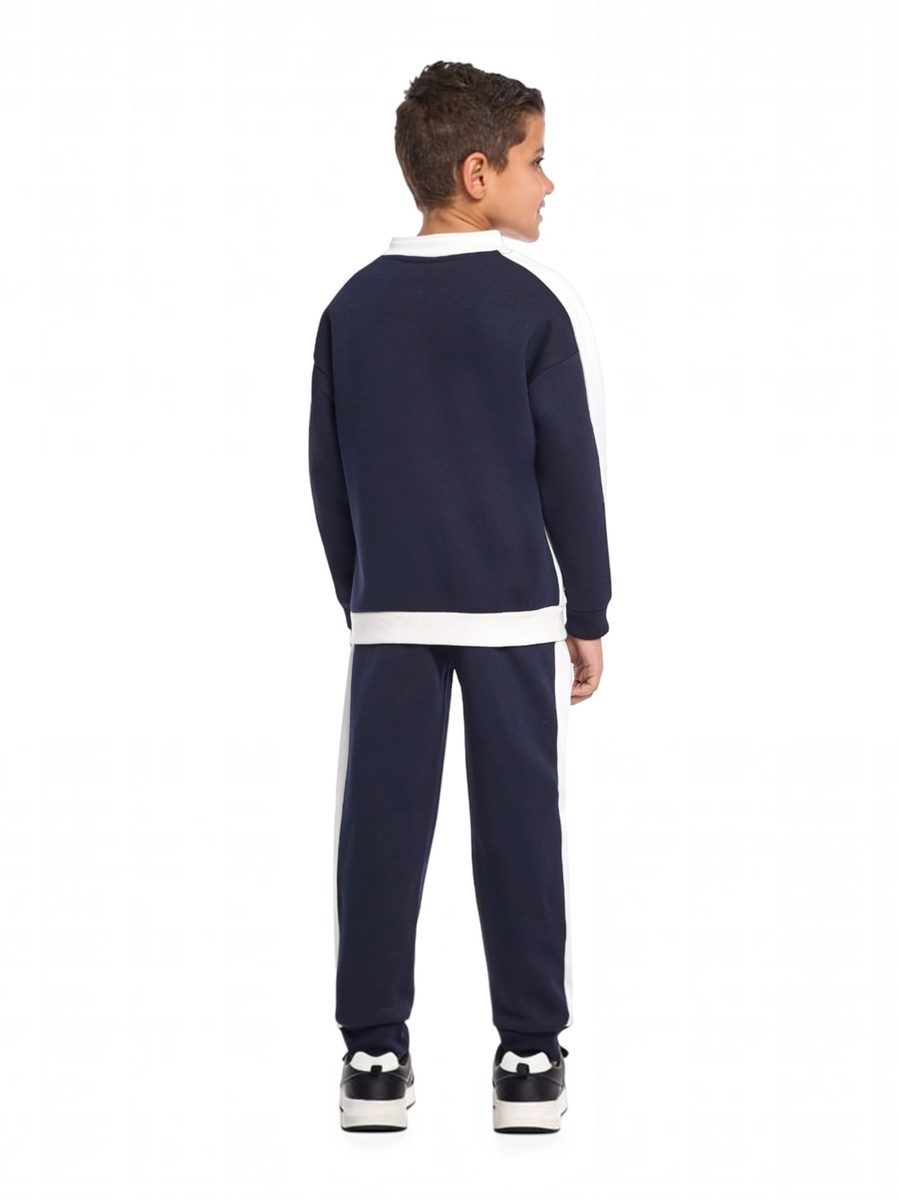 Boys Zip-Neck Color Block Fleece Tracksuit