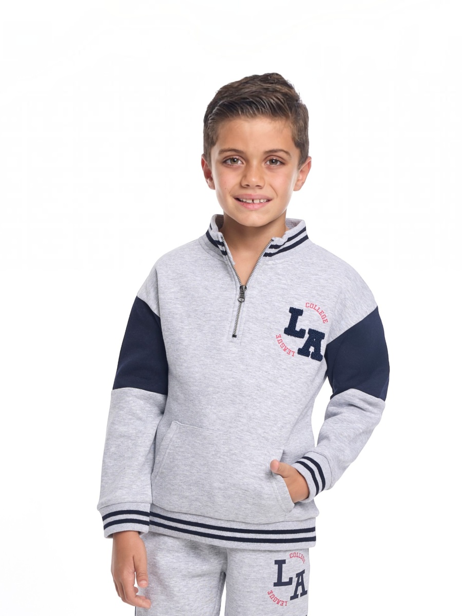 Boys Quarter Zip-Neck Fleece Tracksuit