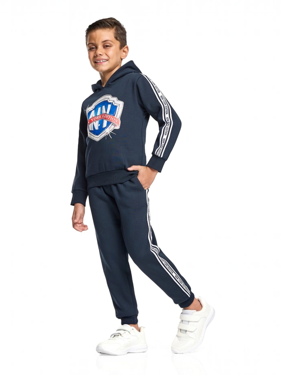 Boys Badge Fleece Hoodie and Joggers with Side Tape Detail
