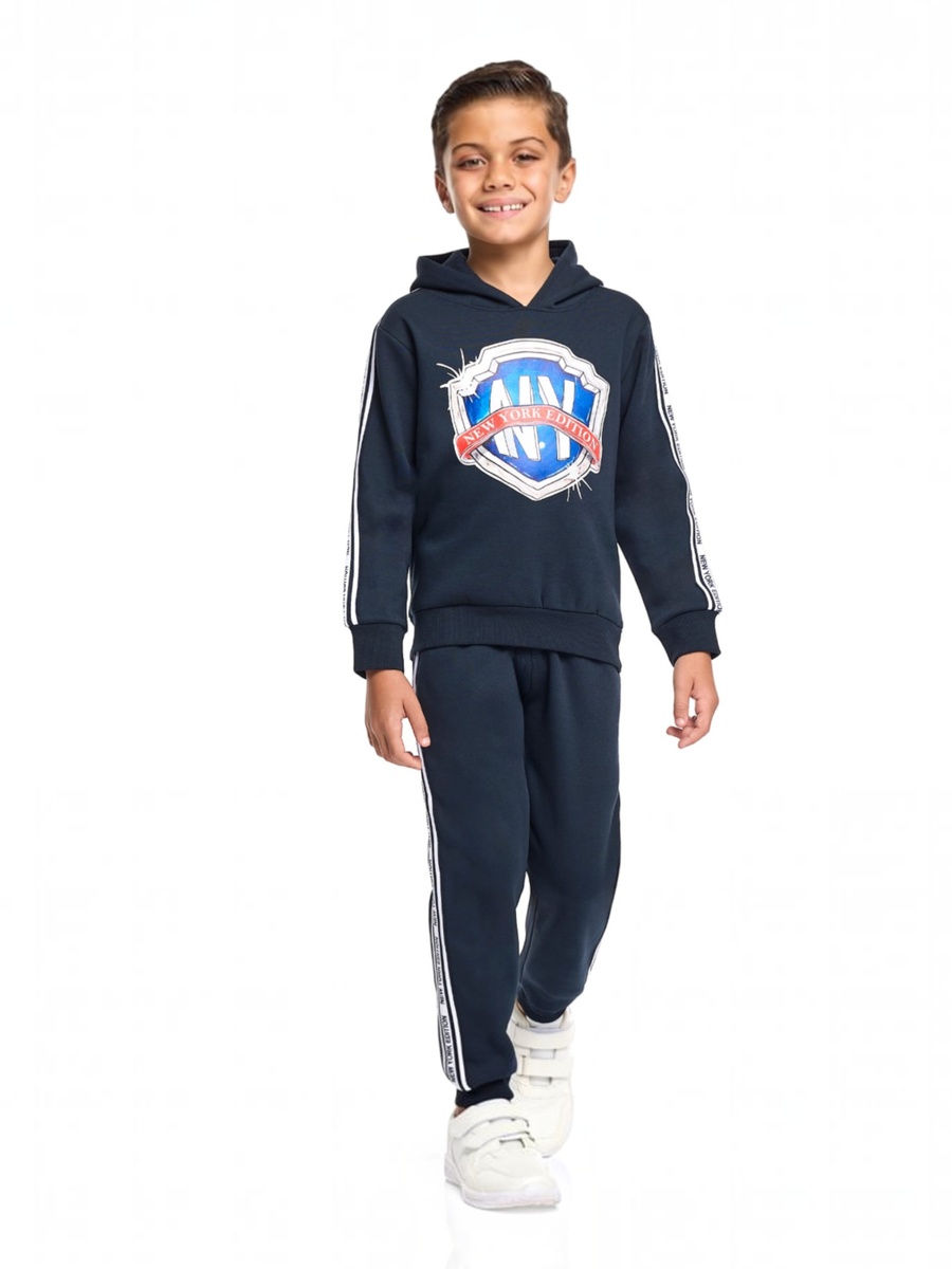 Boys Badge Fleece Hoodie and Joggers with Side Tape Detail