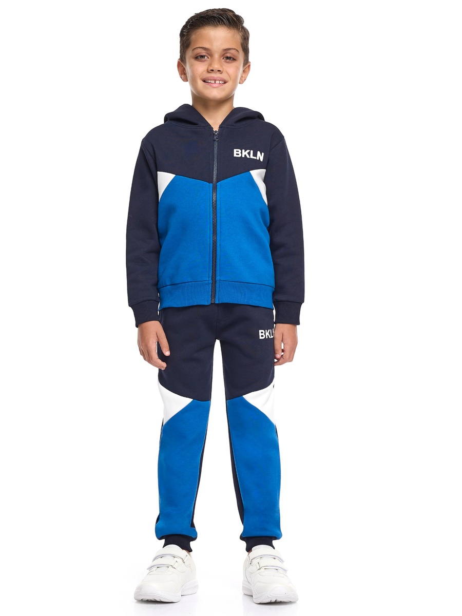 Boys Color Block Zip-Up Hoodie and Joggers Set