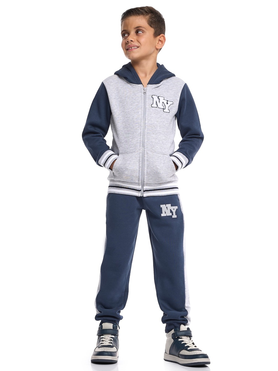 Boys Color Block Zip Up Hoodie and Joggers Set
