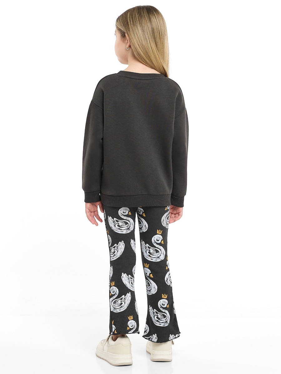 Girls Crowned Swan Fleece Sweatshirt and Leggings Set

