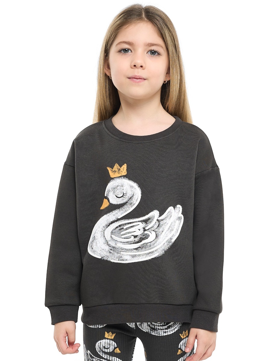Girls Crowned Swan Fleece Sweatshirt and Leggings Set
