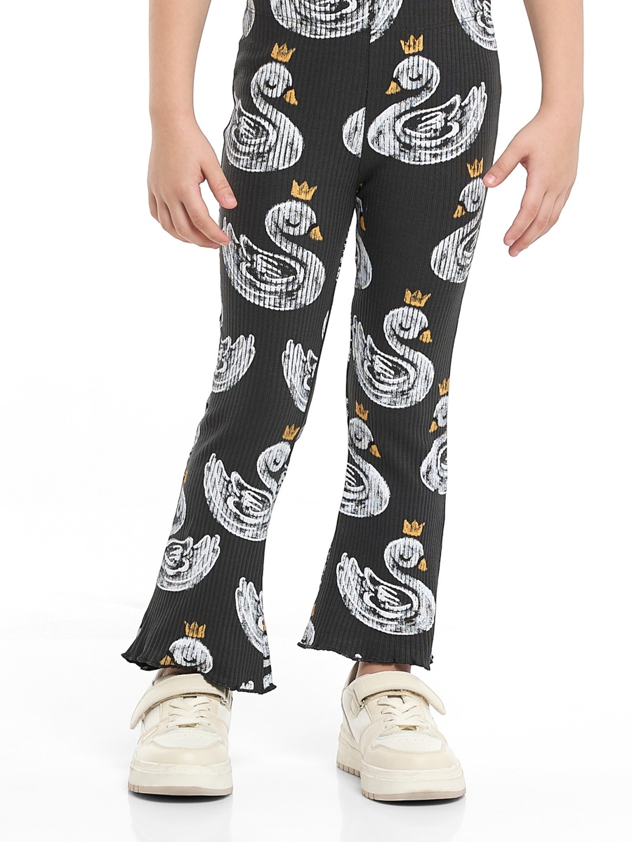 Girls Crowned Swan Fleece Sweatshirt and Leggings Set
