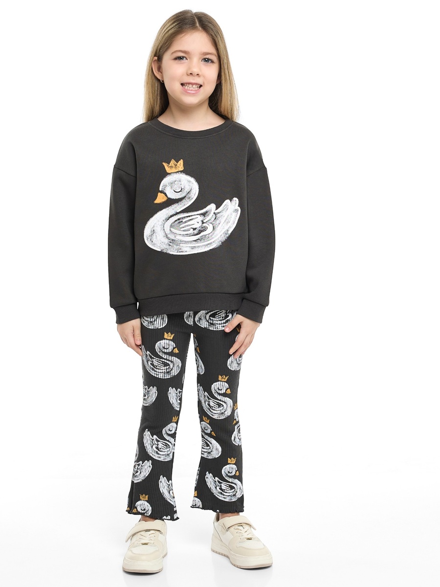 Girls Crowned Swan Fleece Sweatshirt and Leggings Set
