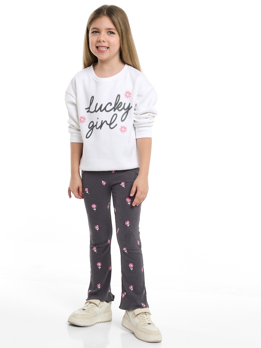 Girls Printed Sweatshirt and Ribbed Leggings Set