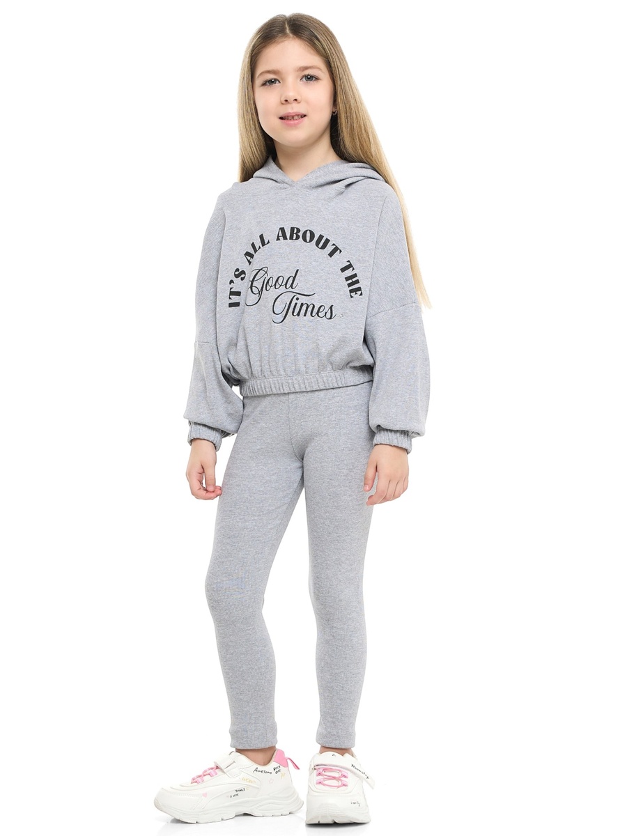Girls Good Vibes Boxy Hoodie and Leggings Set