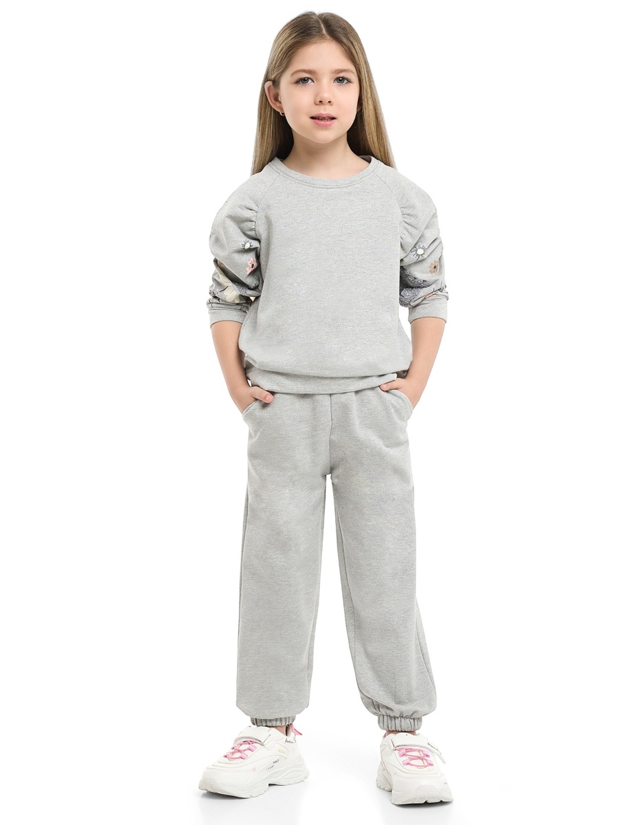 Girls Floral Sleeve Fleece Sweatshirt and Joggers Set