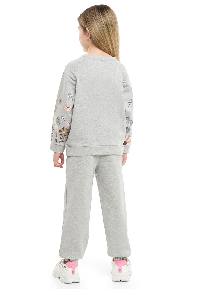 Girls Floral Sleeve Fleece Sweatshirt and Joggers Set