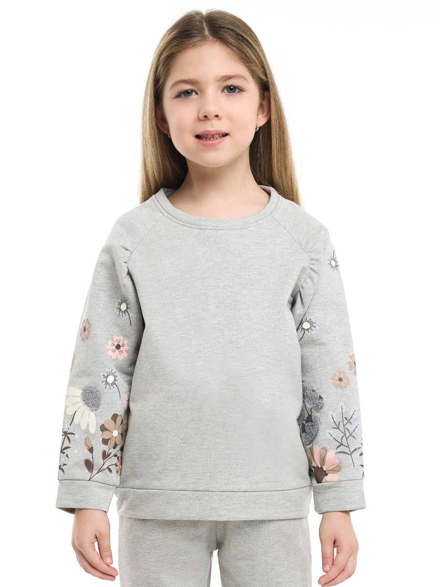 Girls Floral Sleeve Fleece Sweatshirt and Joggers Set