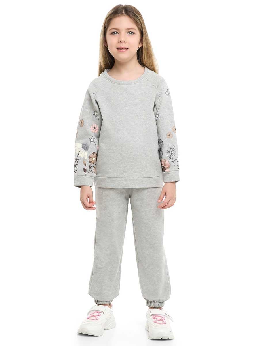 Girls Floral Sleeve Fleece Sweatshirt and Joggers Set