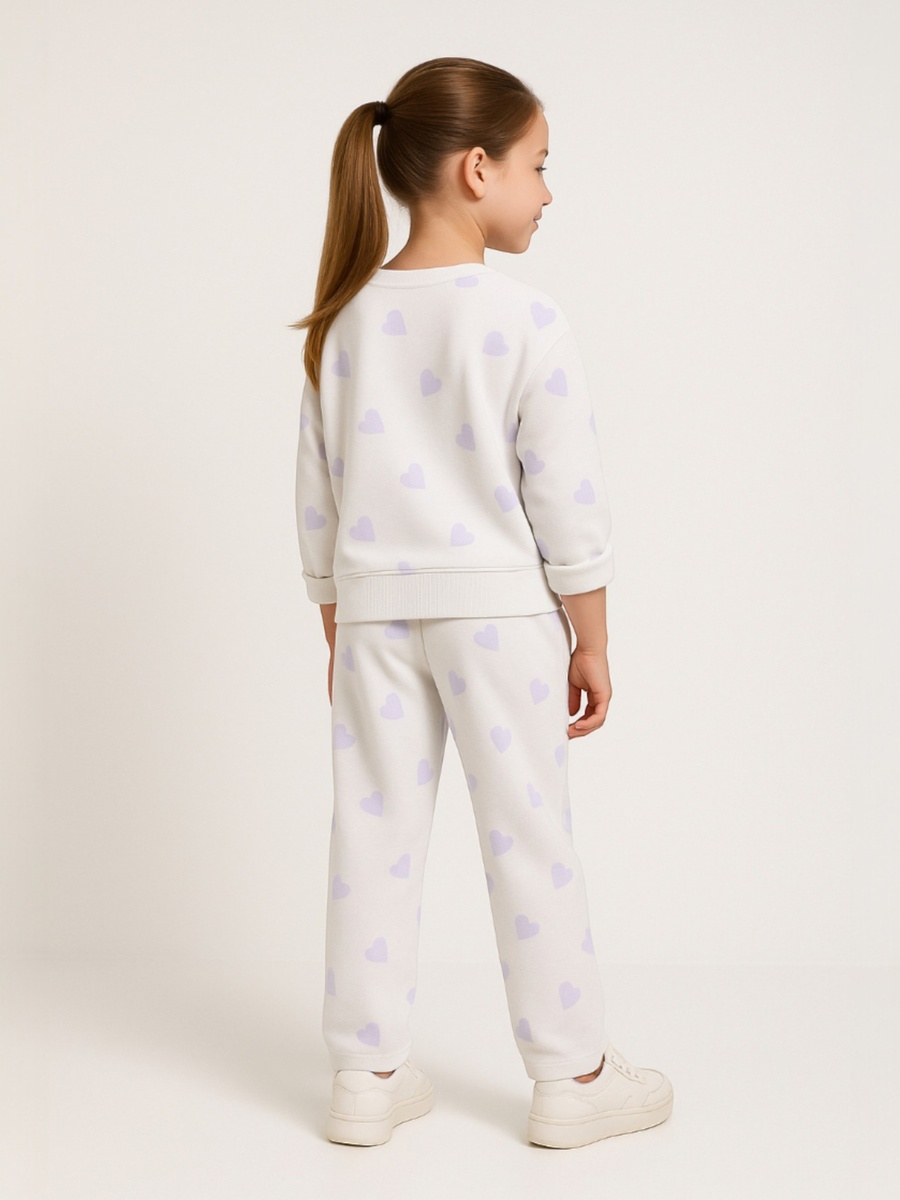 Girls More Love Heart Print Fleece Sweatshirt and Joggers Set