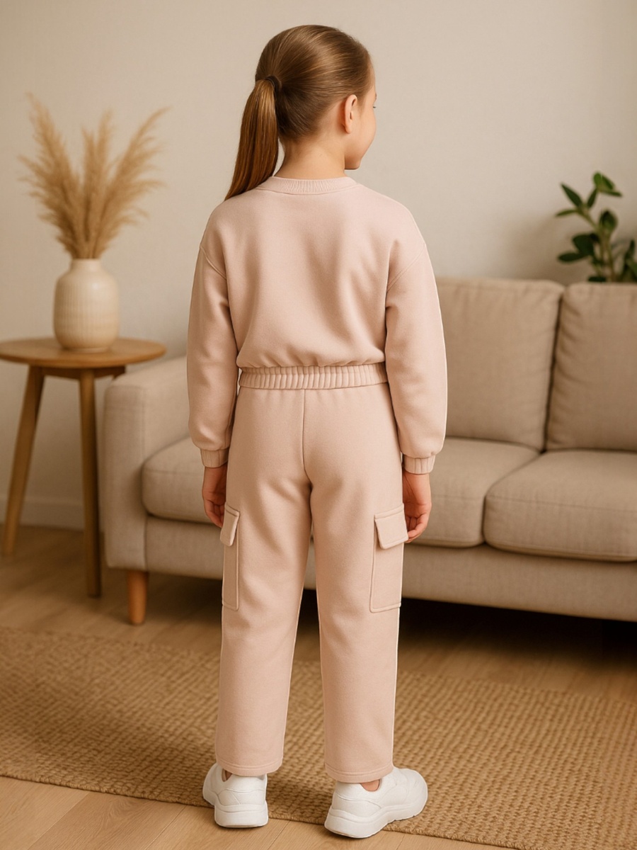 Girls Cargo Pocket Fleece Tracksuit Set