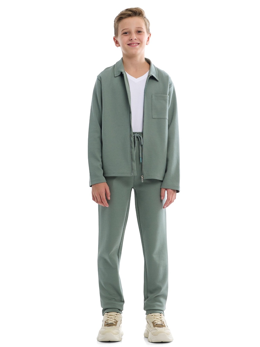 Boys Solid Zip-Up Jacket and Joggers Set