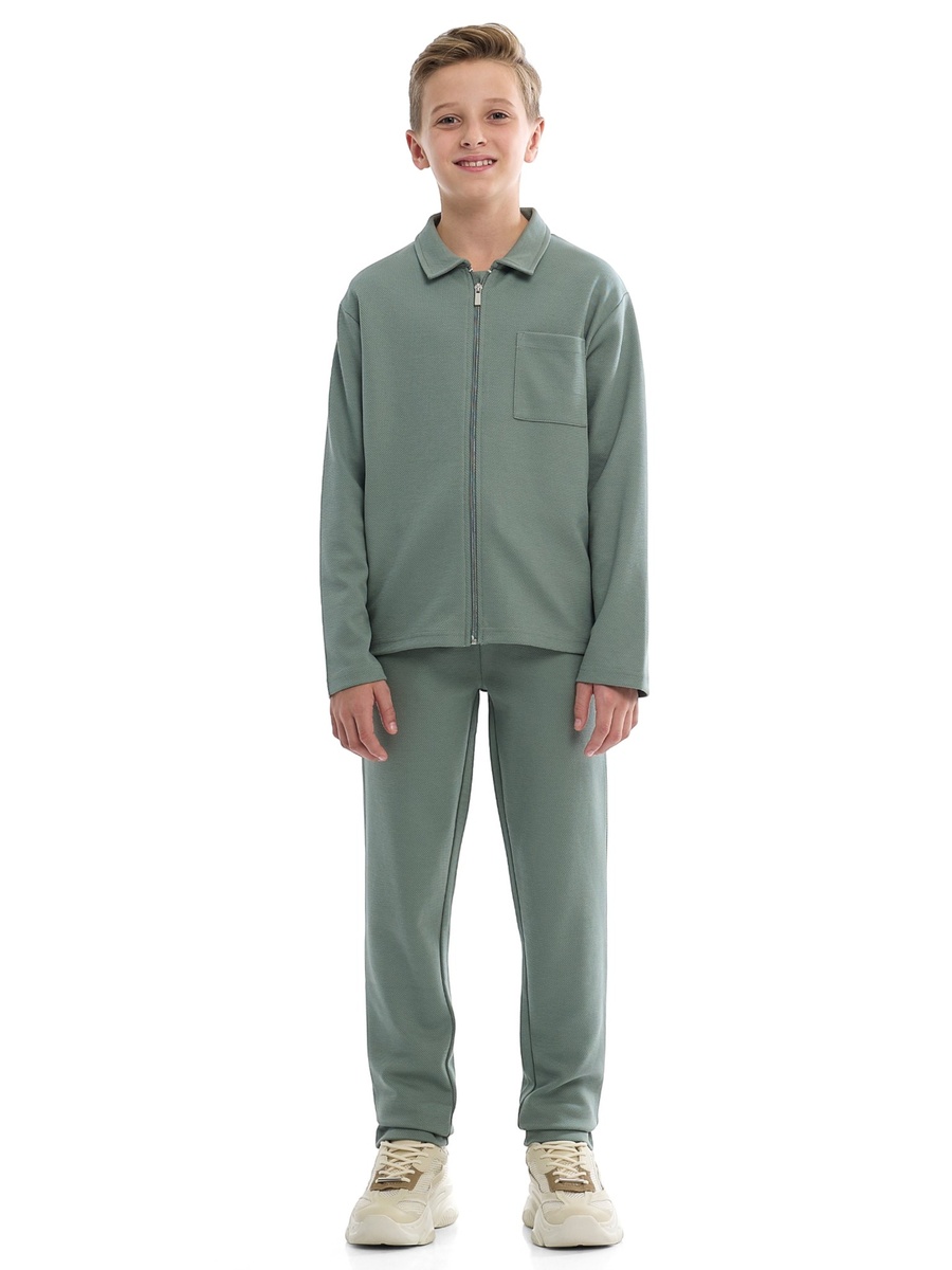 Boys Solid Zip-Up Jacket and Joggers Set
