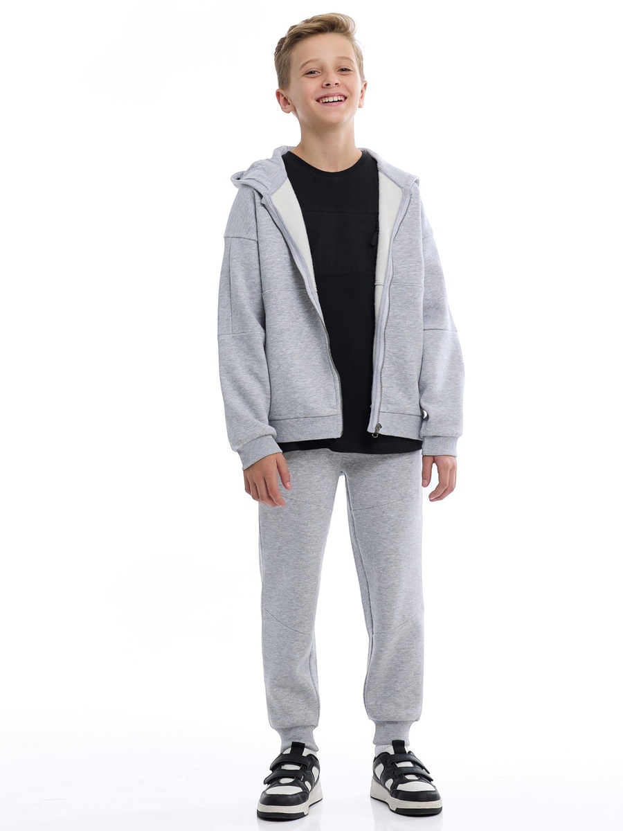 Boys Solid Zip-Up Hoodie and Joggers Set