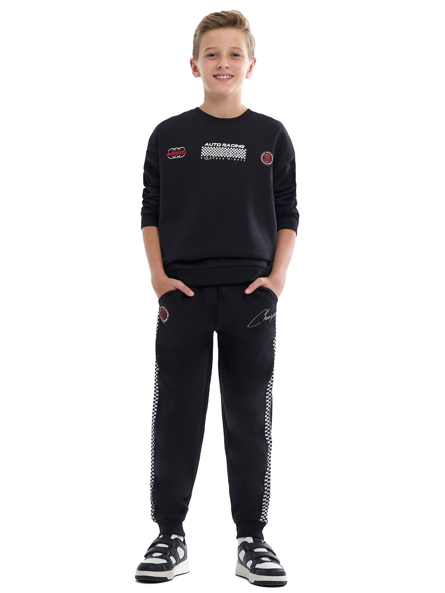 Boys Black Pullover Hoodie and Joggers Set