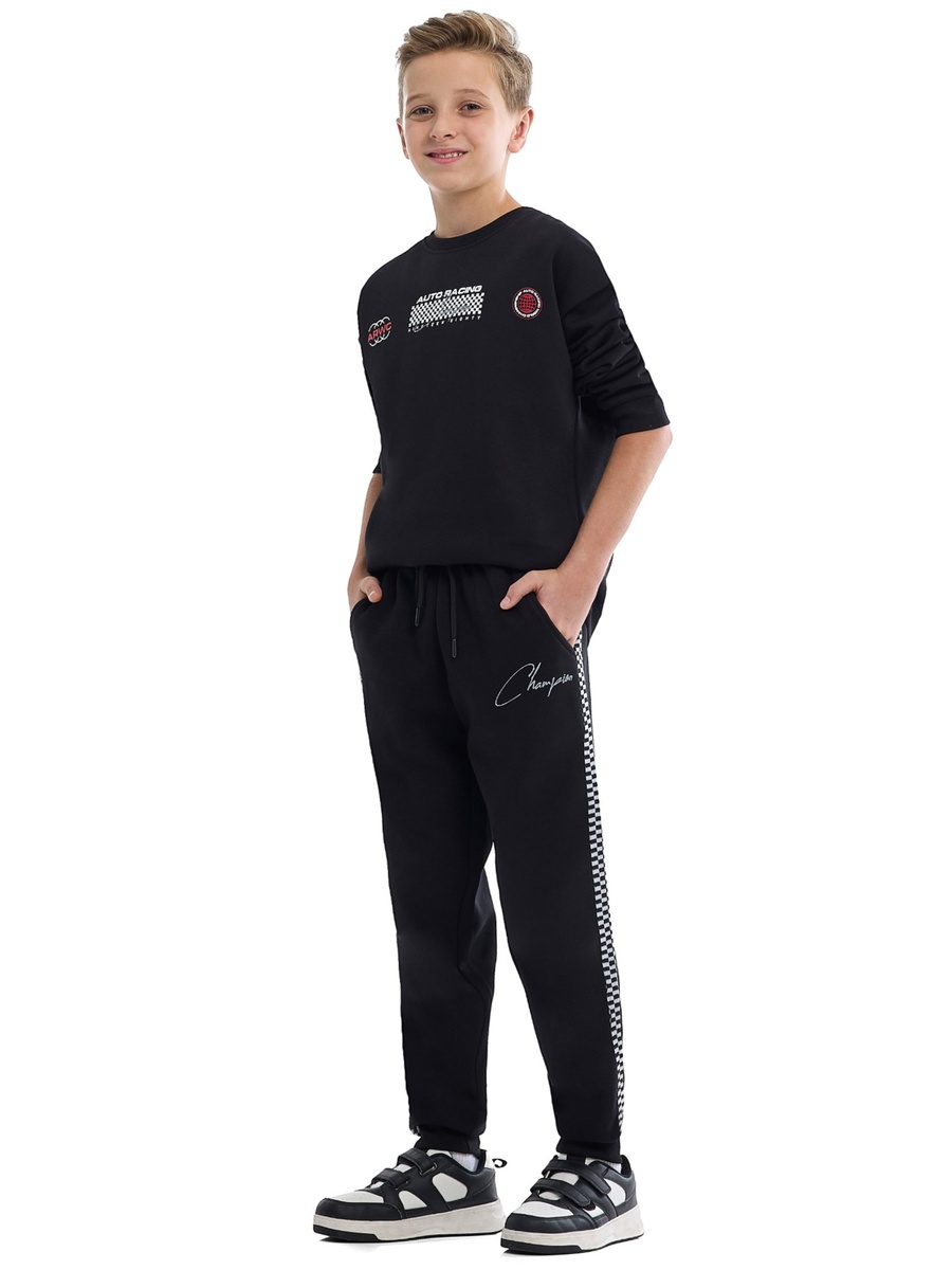 Boys Black Pullover Hoodie and Joggers Set