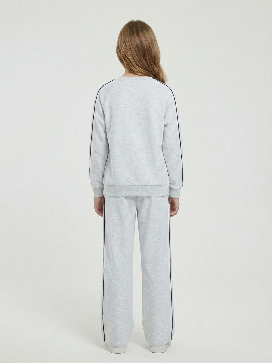 Girls Grey Ribbed Sweatshirt and Joggers Lounge Set