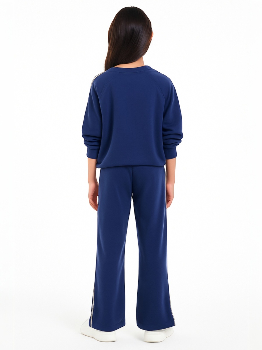 Girls Navy Ribbed Sweatshirt and Joggers Lounge Set