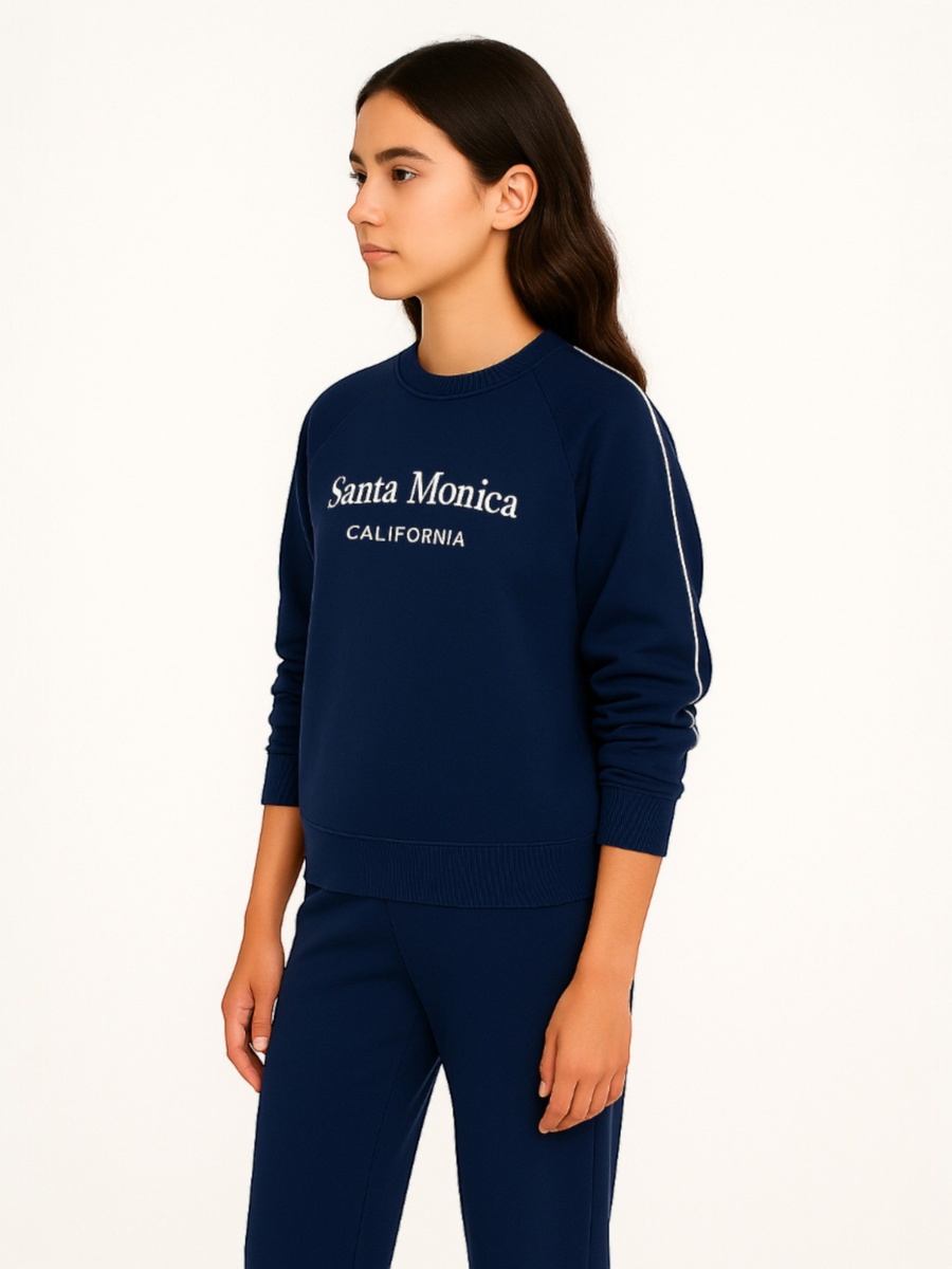 Girls Navy Ribbed Sweatshirt and Joggers Lounge Set