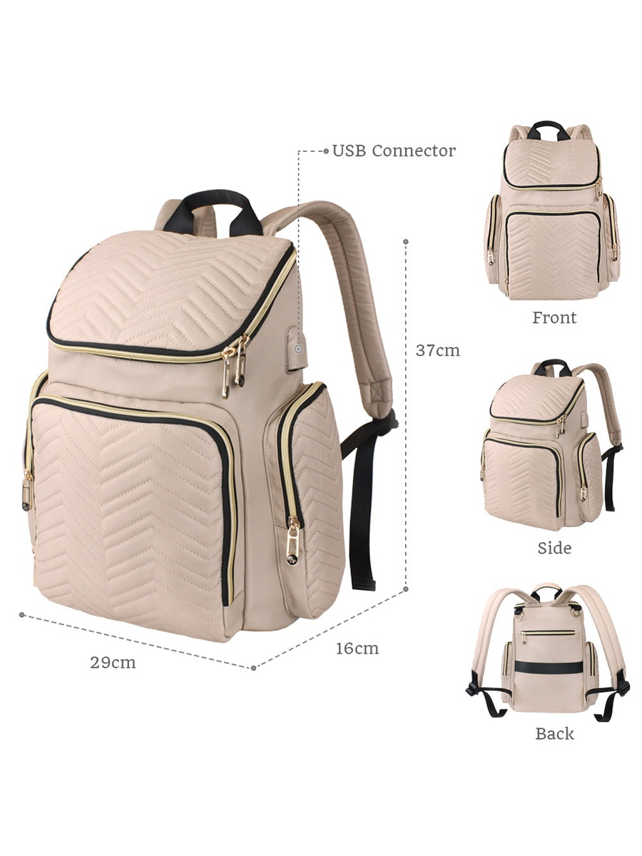 Georgia Diaper Bag with Changing Pad and Stroller Hooks - Ivory