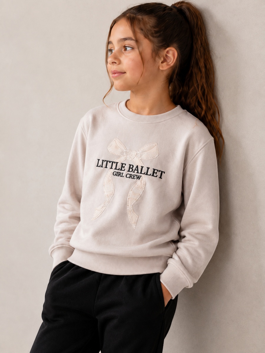 Girls Little Ballet Embroidery Sweatshirt