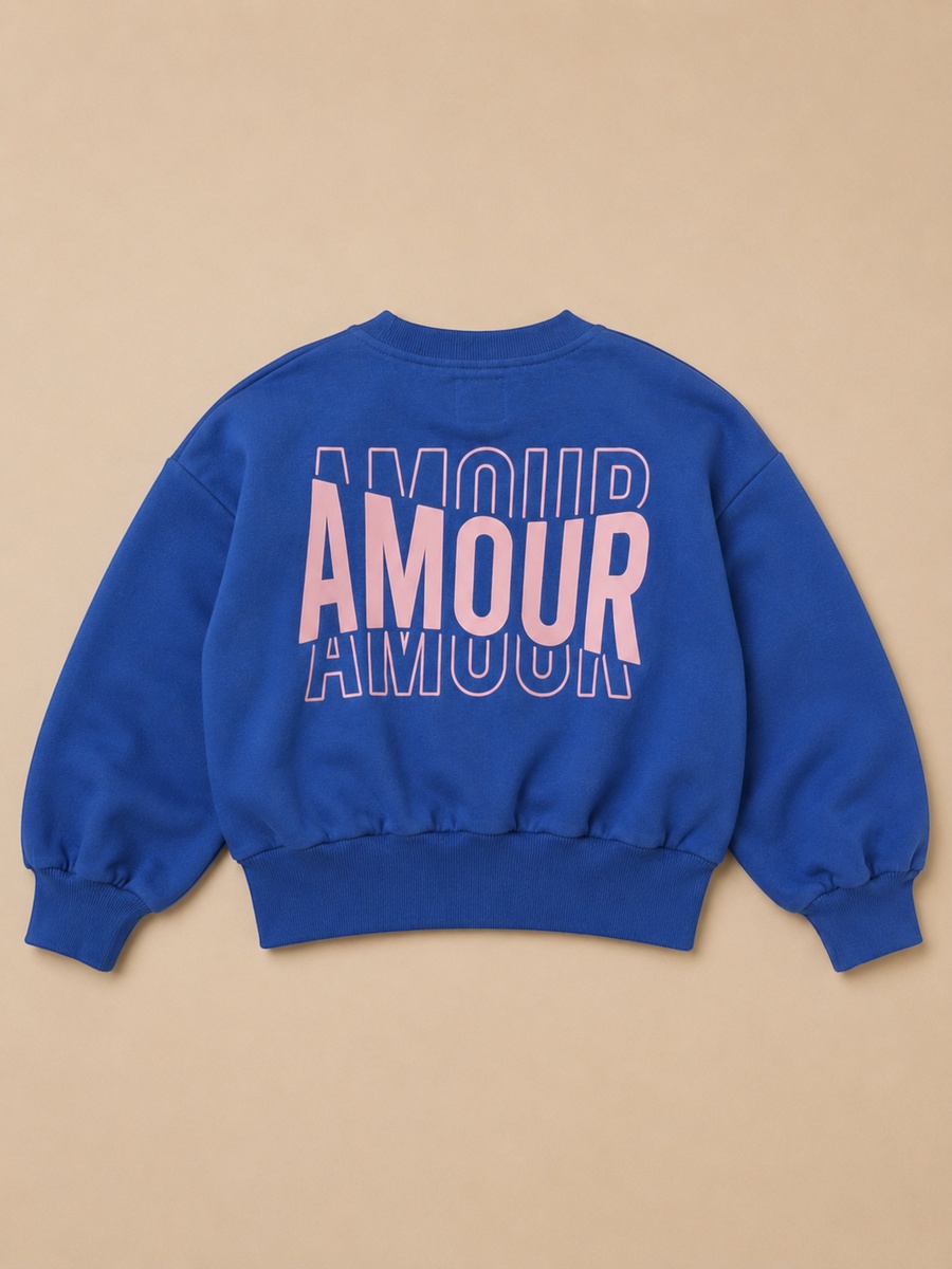 Girls Amour Graphic Long Sleeve Loose Fit Sweatshirt
