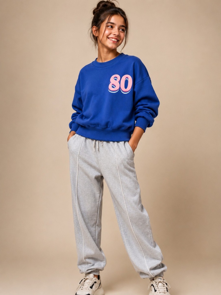 Girls Amour Graphic Long Sleeve Loose Fit Sweatshirt