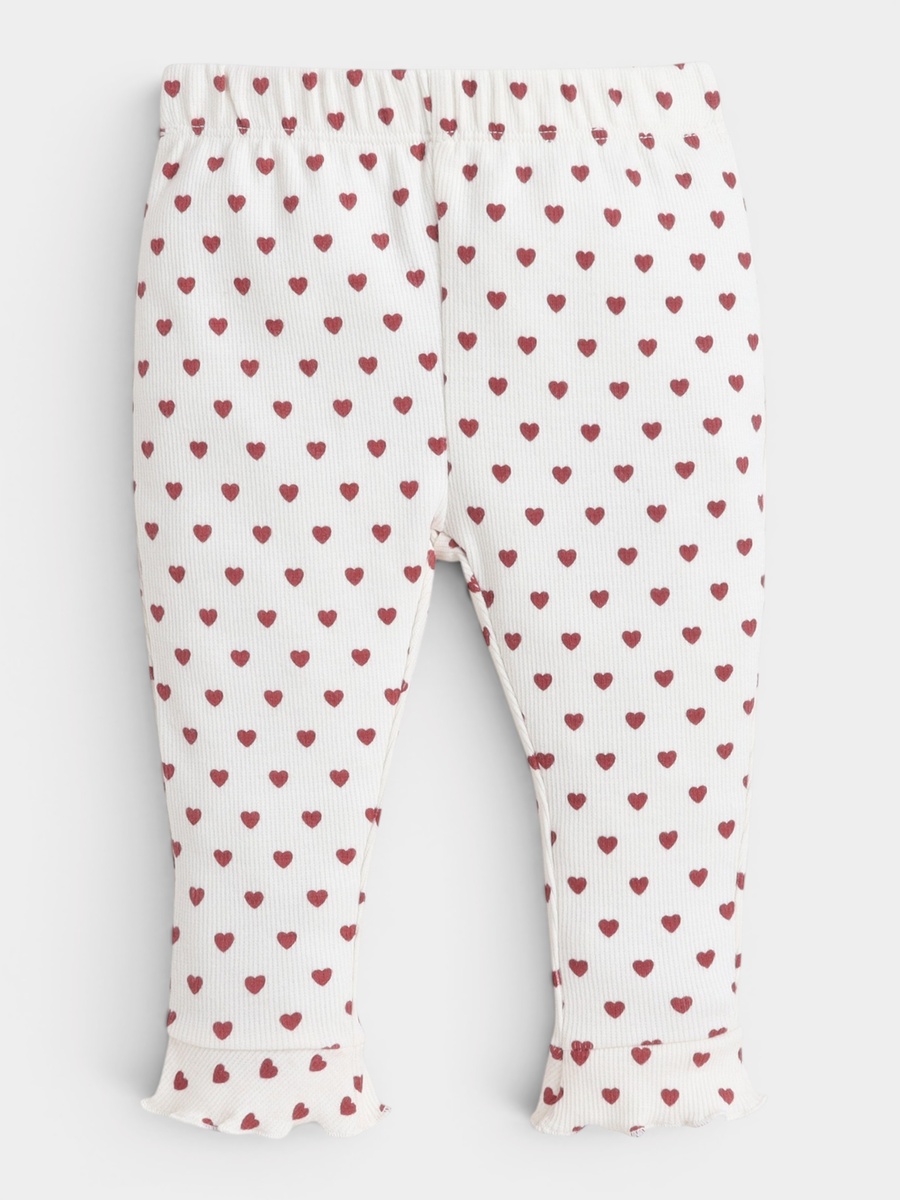 Girls Red Candy Print Long Sleeve Dress with Heart Print Leggings Set